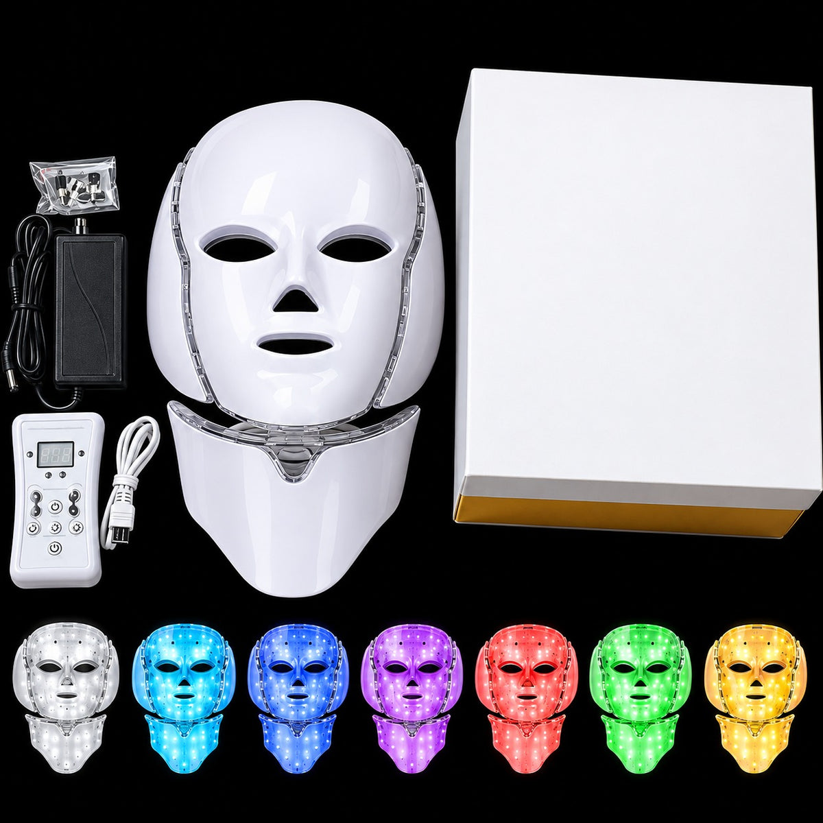 GlowGirls 7-Color LED mask — full kit with 7 color modes