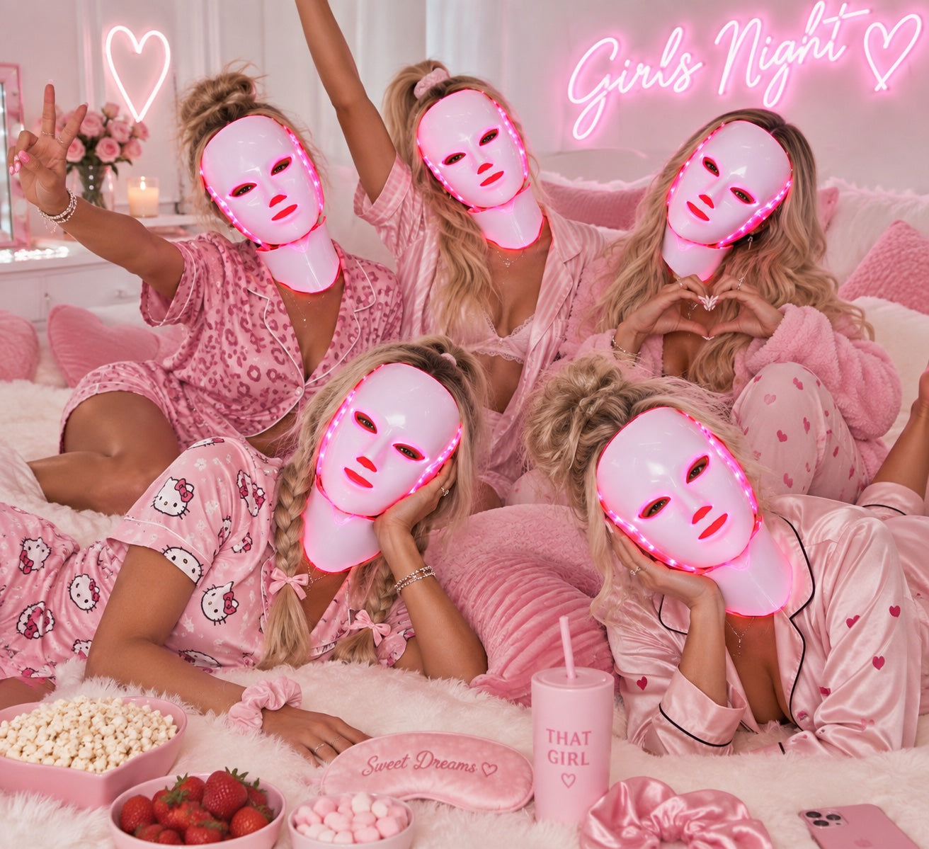 Girls night LED mask pajama party